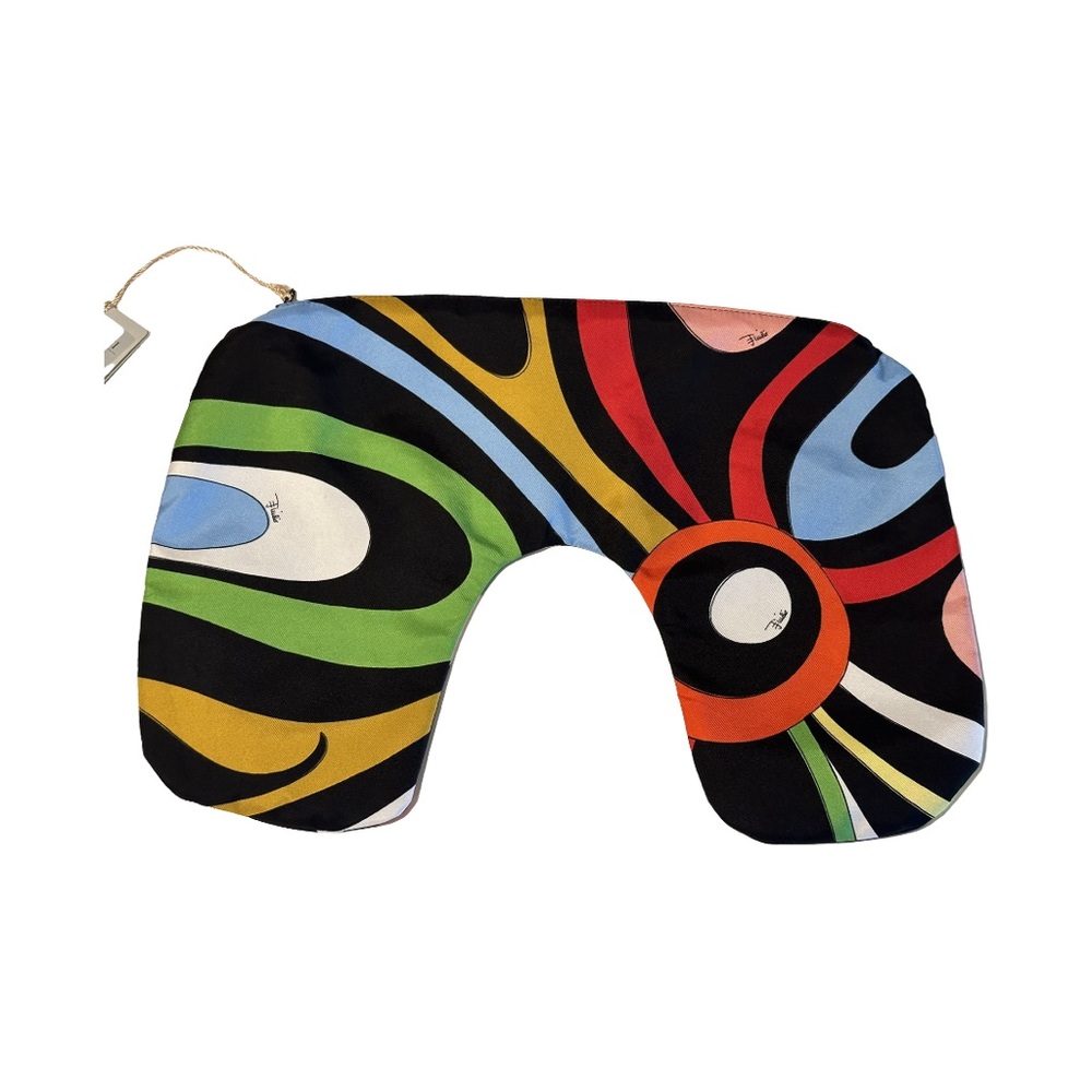 Emilio Pucci Marmo Print Silk Travel Pillow Cover and Inflatable Insert NWT
